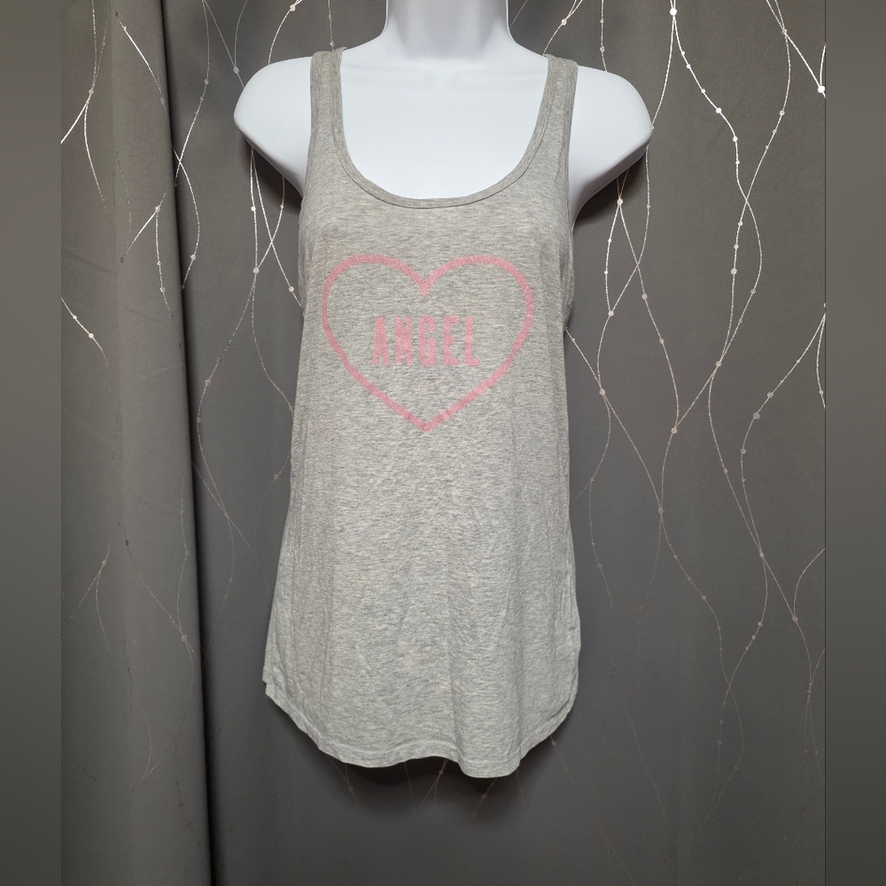 Victoria's Secret Gray Tank Top with Pink Angel Heart
